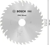 Пильный диск Bosch PRO для циркулярной пилы по дереву 184 x 30 мм для точной распиловки древесины.