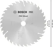 Пильный диск Bosch PRO для циркулярной пилы по дереву, диаметр 190 мм, тип T36, для точной распиловки древесины.
