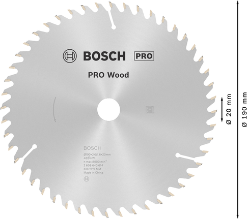 Пильный диск Bosch PRO Wood диаметром 190 мм для точной резки.