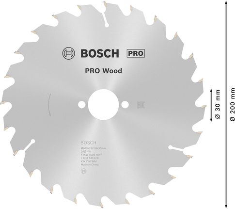 Пильный диск для циркулярной пилы Bosch PRO по дереву 200 мм, тип T24.