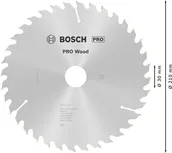 Пильный диск Bosch PRO для циркулярной пилы по дереву, диаметр 210 мм.