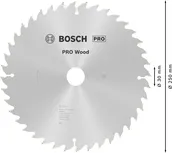 Пильный диск Bosch PRO для циркулярной пилы по дереву, 250 мм, T40.