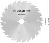 Пильный диск для циркулярной пилы Bosch PRO по дереву 250 мм, тип T24.