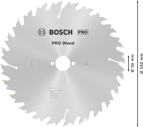Пильный диск для циркулярной пилы Bosch PRO по дереву 250 мм, тип T24.
