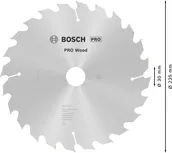 Пильный диск Bosch PRO для циркулярной пилы по дереву, 235 мм, T24.