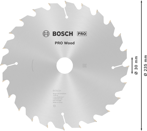 Пильный диск Bosch PRO для циркулярной пилы по дереву, 235 мм, T24.