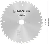 Пильный диск Bosch PRO для циркулярной пилы по дереву, 250 мм, T40.