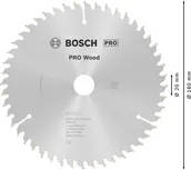 Пильный диск Bosch PRO для циркулярной пилы по дереву диаметром 160 мм для точной распиловки древесины.