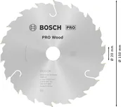 Пильный диск Bosch PRO для циркулярной пилы по дереву диаметром 150 мм для точной распиловки древесины.