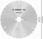 Пильный диск Bosch PRO для циркулярной пилы по дереву диаметром 230 мм для точной распиловки древесины.