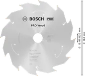 Пильный диск для аккумуляторной циркулярной пилы Bosch PRO Wood 160 мм T12.