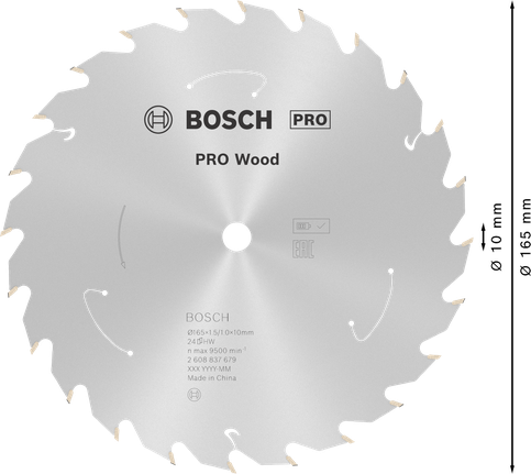 Пильный диск для аккумуляторной циркулярной пилы Bosch PRO Wood 165 мм T24.