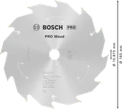 Пильный диск для аккумуляторной циркулярной пилы Bosch PRO Wood 165 мм.