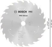 Пильный диск для аккумуляторной циркулярной пилы Bosch PRO Wood 165 мм T24.