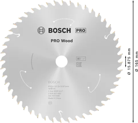 Пильный диск для аккумуляторной циркулярной пилы Bosch PRO Wood 165 мм T48.