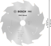 Пильный диск Bosch PRO Wood 165 мм для аккумуляторных инструментов.