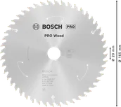Пильный диск для аккумуляторной циркулярной пилы Bosch PRO Wood, диаметр 165 мм.