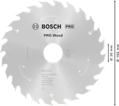 Пильный диск Bosch PRO Wood 165 мм для аккумуляторных пил.