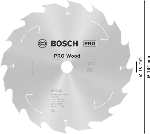 Пильный диск для аккумуляторной циркулярной пилы Bosch PRO Wood 184x16 мм.