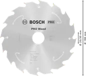 Пильный диск для аккумуляторной циркулярной пилы Bosch PRO Wood, 190 мм.