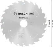 Пильный диск для аккумуляторной циркулярной пилы Bosch PRO Wood, 190 мм.