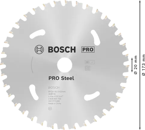 Пильный диск Bosch PRO Steel для аккумуляторной циркулярной пилы, диаметр 173 мм.