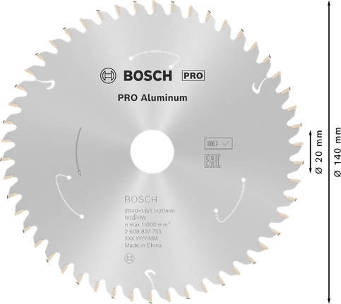 Пильный диск Bosch PRO из алюминия для аккумуляторной циркулярной пилы, 140 мм.