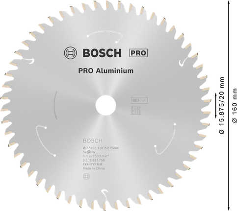 Пильный диск Bosch PRO из алюминия для беспроводной циркулярной пилы, 165 мм.