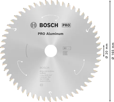 Пильный диск Bosch PRO из алюминия для беспроводной циркулярной пилы, 165 мм.