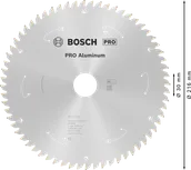 Пильный диск Bosch PRO из алюминия диаметром 216 мм для аккумуляторных инструментов.