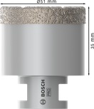 Сухой керамический корончатый резак Bosch PRO диаметром 51 мм.
