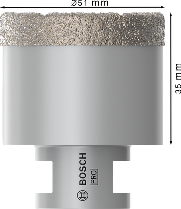 Сухой керамический корончатый резак Bosch PRO диаметром 51 мм.