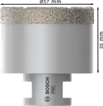 Сухой корончатый сверло Bosch PRO Ceramic диаметром 57 мм для сверления отверстий в плитке.
