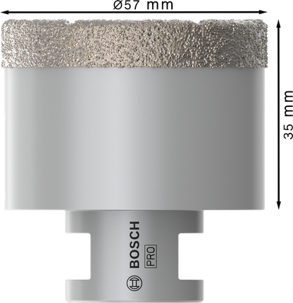 Сухой корончатый сверло Bosch PRO Ceramic диаметром 57 мм для сверления отверстий в плитке.