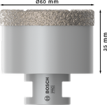 Сухой корончатый сверло Bosch PRO Ceramic диаметром 60 мм для сверления отверстий под плитку.