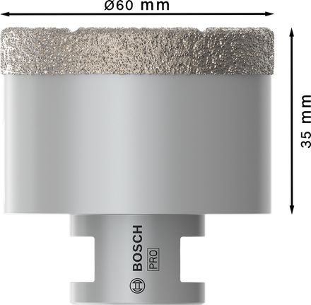 Сухой корончатый сверло Bosch PRO Ceramic диаметром 60 мм для сверления отверстий под плитку.