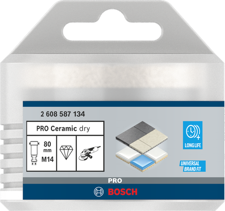 Сухой корончатый резак Bosch PRO для керамической плитки, диаметр 80 мм.
