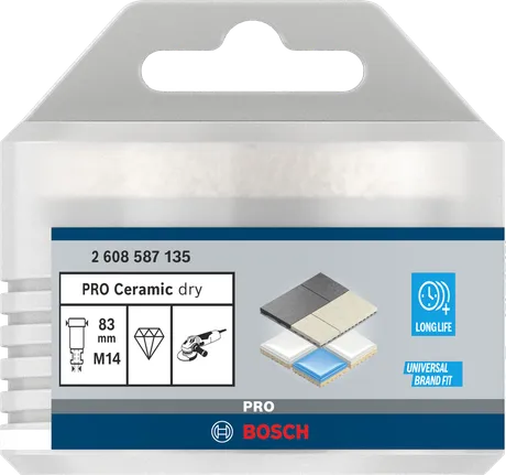 Сухой корончатый сверло Bosch PRO для керамической плитки, диаметр 83 мм, для сверления отверстий под плитку.