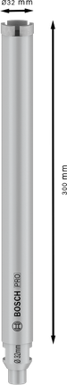 Сверло Bosch PRO для мокрого сверления, 32x300 мм, размер G 1/2 дюйма.