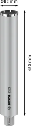 Буровая коронка Bosch PRO для сверления бетона, 82 x 450 мм, с мокрым сверлением.