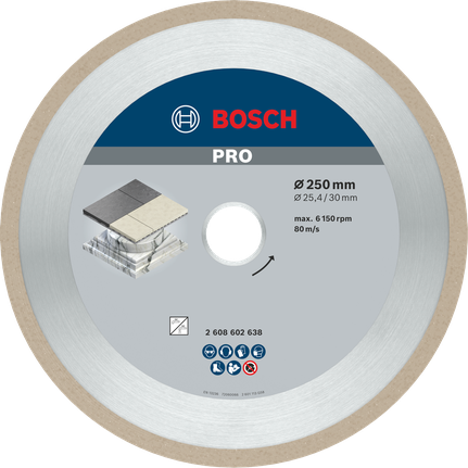 Алмазный диск Bosch PRO Ceramic, 250 мм для резки плитки.