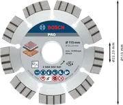 Алмазный диск Bosch PRO Stone 115 мм для резки камня.