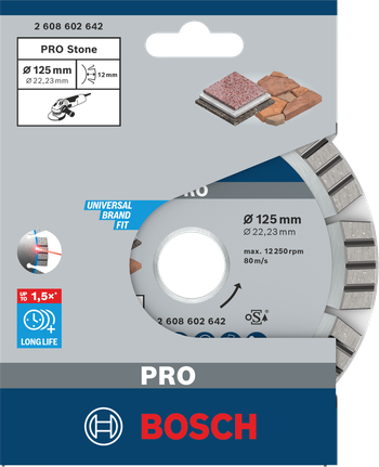 Алмазный диск Bosch PRO Stone 125×22,23×2,2 мм.