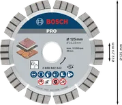 Алмазный диск Bosch PRO Stone 125 мм для резки камня.