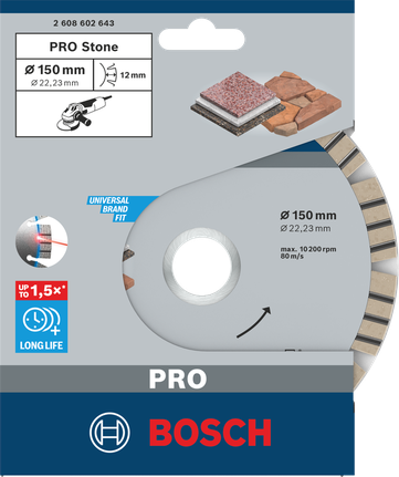 Алмазный диск Bosch PRO Stone 150×22,23 мм.