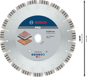 Алмазный диск Bosch PRO Stone для резки камня, 300 мм.