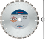 Алмазный диск Bosch PRO Stone, 350 мм для резки камня.