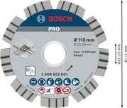 Алмазный диск Bosch PRO Concrete 115 мм для резки бетона.