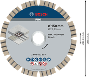 Алмазный диск по бетону Bosch PRO 150 мм для точной резки бетона.