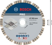Алмазный диск по бетону Bosch PRO 180 мм с сегментированным лезвием.